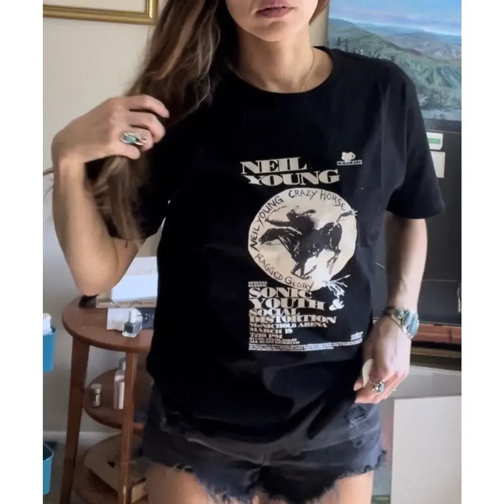 Vintage Neil Young People Social Distortion Sonic Youth Band Tshirt Free Tee XL